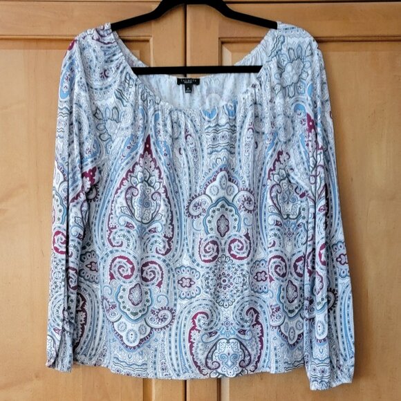 Talbots Tops - Talbots Flowy Boho Paisley Peasant Blouse - M